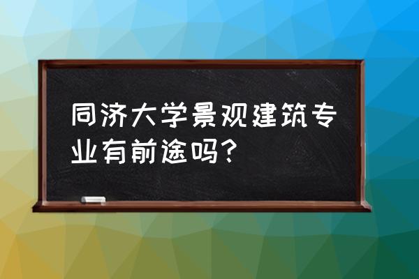 同济大学风景园林专业就业怎样 同济大学景观建筑专业有前途吗？