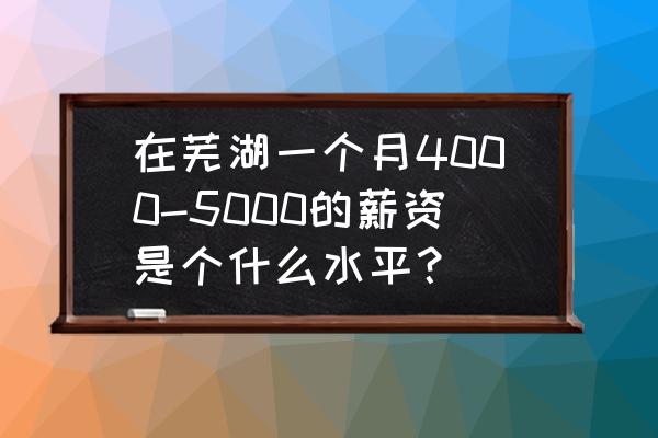 芜湖宏景工资怎么样 在芜湖一个月4000-5000的薪资是个什么水平？
