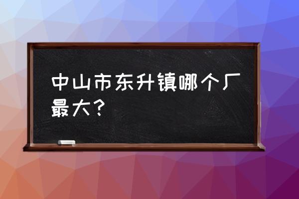 中山市东升镇有什么好企业 中山市东升镇哪个厂最大？