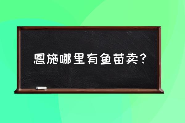 恩施哪里水产批发市场 恩施哪里有鱼苗卖？