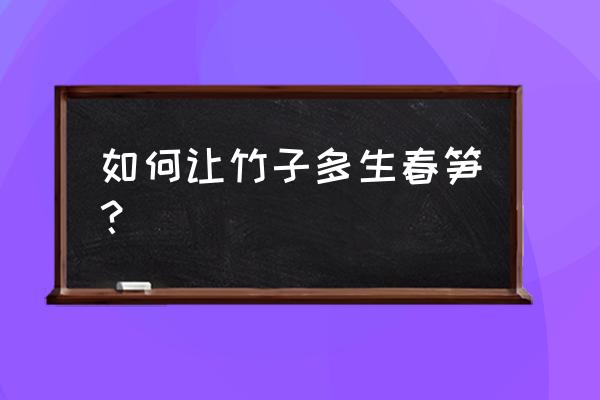 挖竹鞭笋的方法 如何让竹子多生春笋？