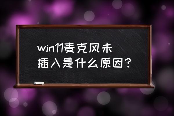 win10麦克风未插入怎么解决 win11麦克风未插入是什么原因？