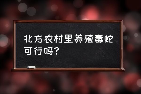 养蛇需要多少成本和费用才能养 北方农村里养殖毒蛇可行吗？