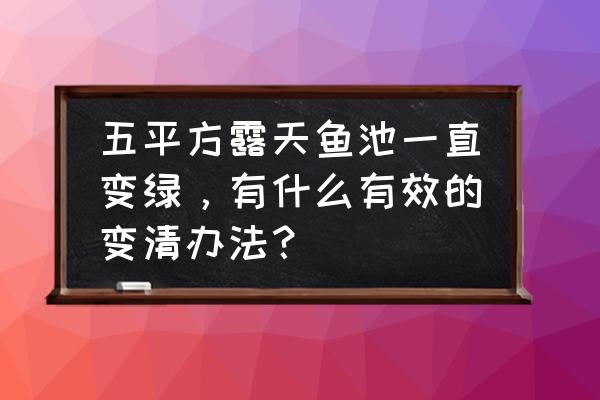 露天鱼池怎样保持清澈 五平方露天鱼池一直变绿，有什么有效的变清办法？