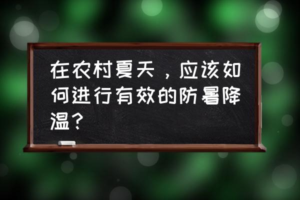 小动物们的防暑降温妙招 在农村夏天，应该如何进行有效的防暑降温？