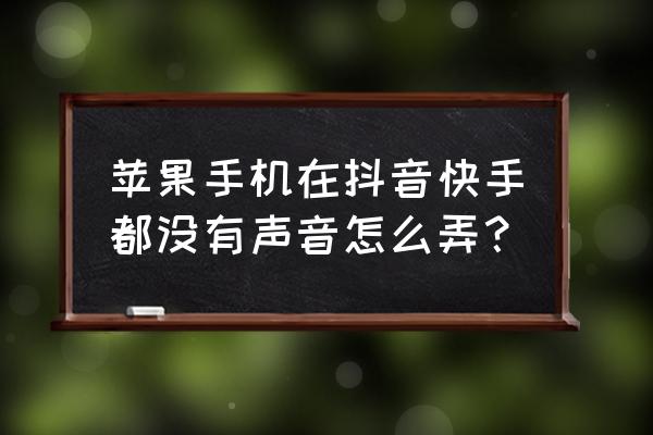 快手极速版怎么静音观看 苹果手机在抖音快手都没有声音怎么弄？