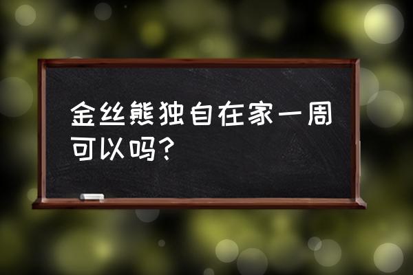 金丝熊不进食怎么办 金丝熊独自在家一周可以吗？