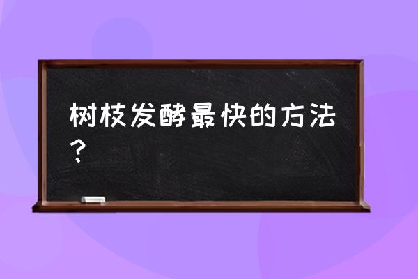 只用树枝做又简单又漂亮的东西 树枝发酵最快的方法？