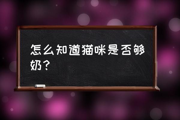 怎么才能发现猫咪奶水不足 怎么知道猫咪是否够奶？