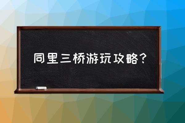 周庄半日游真实感受 同里三桥游玩攻略？