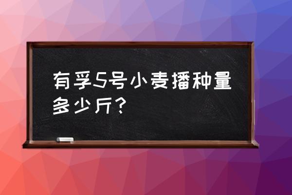 小麦播种量多少最佳 有孚5号小麦播种量多少斤? 小麦播种量多少最佳 有孚5号小麦播种量多少斤?