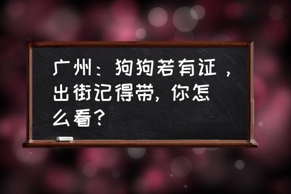 深圳网上办理狗证入口 广州：狗狗若有证，出街记得带, 你怎么看？