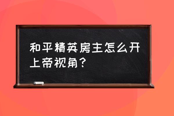 哪里可以开上帝视角 和平精英房主怎么开上帝视角？