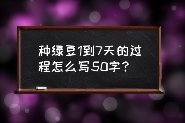 煮熟的绿豆放到花盆 种绿豆1到7天的过程怎么写50字？